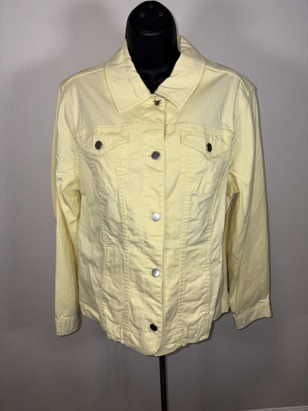 Croft & Barrow Womens Jean Denim Trucker Jacket Women XL Lemon Yellow Stretch